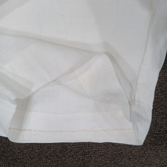 FLAX Linen White Pants Women's Sz M High Waist Elastic Waist Wide Leg Oversized - Picture 10 of 12